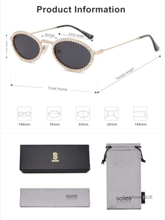 Retro Oval Rhinestone Sunglasses for Women 90s Bling Hippie Disco Sun Glasses main image 5